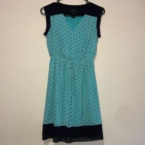 Turquoise and Navy Polka Dot Dress